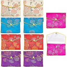 NBEADS 10 Pcs Silk Jewelry Pouch with Zipper, 4"×5" Chinese Silk Pouches Travel Jewelry Pouch Small Zippered Jewelry Pouches Asian Jewelry Pouch for Traveling Jewelry, Wedding Gift Package