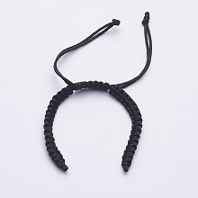 Honeyhandy Braided Nylon Cord for DIY Bracelet Making, Black, 100~110x5x2mm, Hole: 2~4mm