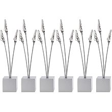 OLYCRAFT 6 Pack 3-Branch Tree Style Memo Holder Photo Holder Silver Table Number Holder for Memo and Card