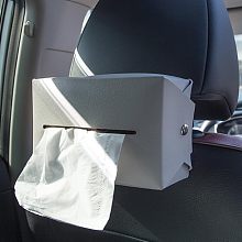 WADORN 2pcs Car Backseat Tissue Holdr, PU Leather Tissue Box Detachable Pull-Out Tissue Organization Box Car Back Seat Napkin Dispenser Holder with Elastic Belt, 7.1x3.9x4.3 Inch, Grey