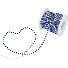 SUNNYCLUE 10 Yards 3MM Rhinestone Chain Brass 1440Pcs Rhinestone Cup Crystal Rhinestone Close Chain with Spool for Sewing DIY Decoration Crafts, Blue Zircon