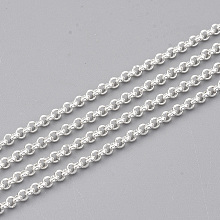 Honeyhandy 304 Stainless Steel Rolo Chains, Belcher Chain, Unwelded, with Spool, Silver Color Plated, 2x1mm, about 32.8 Feet(10m)/roll