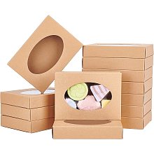 BENECREAT 20 Packs 5.5x3.9x1inch Clear Oval Window Gift Boxes, White Kraft Paper Present Boxes for Party Favor Treats, Handmade soap and Jewelry Packaging