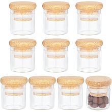 BENECREAT 10PCS Transparent Glass Bottle with Bamboo Screw Cover, 12ml/0.4oz Mini Transparent Glass Bottles for Candy Tea and Other Small Items