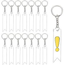 BENECREAT 20PCS Acrylic Keyring Blanks 2.95x0.75 inch Vertical Flag Clear Keychain Blanks with 30PCS Jump Rings, 1PC Storage Box for DIY Projects and Crafts