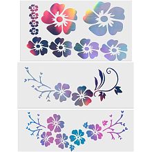 GORGECRAFT 3 Styles Hibiscus Flower Car Sticker Hawaiian Stickers and Decals Colorful Reflective Hibiscus Branch Stickers Waterproof Vinyl Automotive Exterior Decor for Truck Motorcycle Doors Laptop