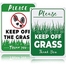 GLOBLELAND 2pcs Please Keep Off The Grass Sign 9.8x7.1 inch Warning Aluminum Yard Sign Keep Off The Grass Notice Waterproof Sign for Park Zoo Gate Yard Lawn Home Wall Decoration