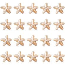 SUNNYCLUE 1 Box 20Pcs Starfish Beads Sea Star Bead Porcelain Carved Ocean Animal Spacer Beads Charms Elastic Thread for DIY Jewelry Making Bracelets Necklaces Crafts Supplies, White