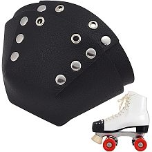 AHANDMAKER 2 Pcs Roller Skate Toe Guards, Black Ice Skate Blade Covers, Leather Roller Skate Toe Caps, Trapezoid Toe Guards Accessories for Roller Skates