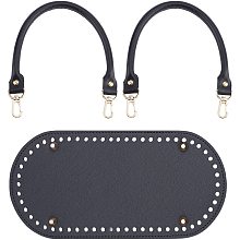 Arricraft 2pcs 15.7 Inches Leather Handbag Handles with 1pc Oval Long Knitting Crochet Bag Bottom Nail Shaper Shoulder Bag Purse Strap Replacement Bag Cushion Base for DIY Bag Making