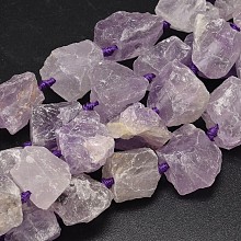 Honeyhandy Nuggets Natural Amethyst Bead Strands, Lilac, 16~28x9~20x10~25mm, Hole: 1mm, about 16~17pcs/strand, 15.5 inch