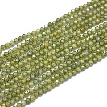 Honeyhandy Cubic Zirconia Beads Strands, Faceted, Round, Olive, 2mm, Hole: 0.5mm, about 169pcs/strand, 15.7 inch(40cm)