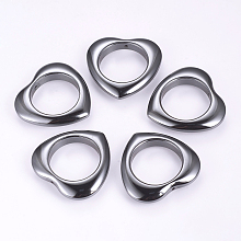 Honeyhandy Non-Magnetic Synthetic Hematite Pendants, Heart, 34x35x6mm, Hole: 1mm, Inner Diameter: 22mm