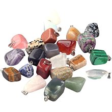 Arricraft 24PCS Stone Beads Pendants, Rock Charms with Brass Findings, Mixed Gemstone Pendants for Necklace Bracelet Jewelry Craft Making-Mixed Stone