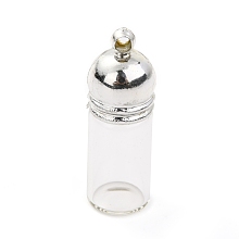 Honeyhandy Glass Bottle Pendants, with Plastic Cap, Openable Perfume Bottle, Refillable Bottles, Clear, 34.5mm, Hole: 2.5mm