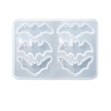 Honeyhandy DIY Halloween Themed Pendant Food Grade Silicone Molds, Resin Casting Molds, Bat, 57x80x2mm, Inner Diameter: 30~32x12~16mm