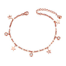 Arricraft Titanium Steel Anklet, with Grade AAA Cubic Zirconia, Star, Rose Gold, 39271 inch(20cm)