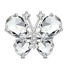 Honeyhandy SHEGRACE Brass Safety Brooch, with Grade AAA Cubic Zirconia, Butterfly, Platinum, 18.5x23.8mm