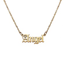 Arricraft 316 Surgical Stainless Steel Word Angel Pendant Necklace for Men Women, Golden, 18.31 inch(46.5cm)