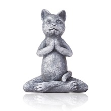 Arricraft Resin Imitation Stone Cat Garden Decor, Cat Garden Figurine, Meditating Cat Ornament Miniature, for Fairy Garden Home Deck Porch Yard Art Decoration, Gray, 66x89x118mm