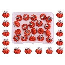 Honeyhandy 30 Pieces Pumpkin Charms Pendants Thanksgiving Pumpkin Charms Alloy Enamel Charm for Jewelry Necklace Bracelet Earring Making Crafts, Orange, 10x12mm, Hole: 1.5mm