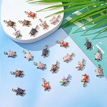 Honeyhandy 28 Pieces Mixed Colors Turtle Charms Pendant Alloy Turtle Charm Ocean Animal Pendant for Jewelry Necklace Earring Making Crafts, Mixed Color, 24.5x14mm, Hole: 2mm