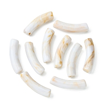 Honeyhandy Two Tone Acrylic Beads, Imitation Gemstone, Curved Tube, WhiteSmoke, 31x9.5x7.5mm, Hole: 1.8mm