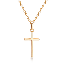 Honeyhandy Real 18K Gold Plated Cross Brass Cubic Zirconia Pendant Necklaces, 18 inch