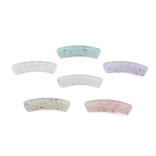 Honeyhandy Marbled Stone Style Opaque Acrylic Beads, Curved Tube, Mixed Color, 31.5x7.5~8mm, Hole: 1.6mm