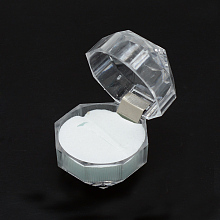 Honeyhandy Transparent Plastic Ring Boxes, Jewelry Box, White, 3.8x3.8x3.8cm