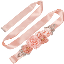 CRASPIRE Bridal Belt Pregnant Woman Pearl Flowers Sash Satin Ribbon Evening Dress Belt Pink Sash Crystals Rhinestone Wedding Accessories Bridal Bridesmaid Belt Wedding Dress Accessories