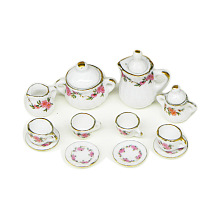 Honeyhandy Porcelain Miniature Teapot and Cups Set Ornaments, Micro Landscape Garden Dollhouse Accessories, Pretending Prop Decorations, White, 9~21mm, 8Pcs/set