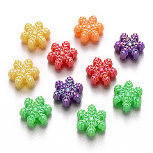 Honeyhandy Opaque Acrylic Beads, for Christmas, AB Color Plated, Snowflake, Mixed Color, 13x14.5x6mm, Hole: 2.5mm, about 1030pcs/500g