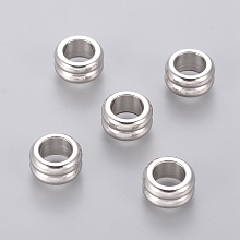 Honeyhandy 304 Stainless Steel Beads, Grooved Beads, Column, 10x5mm, Hole: 6mm