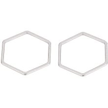 UNICRAFTALE 100pcs Stainless Steel Linking Rings Metal Hollow Frames Hexagon Shape Charm Links for Necklaces Bracelets Jewelry Making 20x22.5x0.8mm