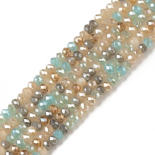 Honeyhandy Electroplate Glass Beads Strands, Faceted, Abacus, Colorful, 3x2mm, Hole: 0.8mm, about 181~186pcs/strand, 43~43.5cm