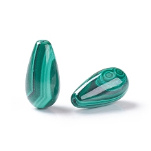 Honeyhandy Natural Malachite Beads, Half Drilled, Teardrop, 15.5~16.5x8mm, Half Hole: 1mm