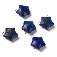 Honeyhandy Natural Lapis Lazuli Charms, Star, Faceted, 13~13.5x14~14.5x6~6.5mm, Hole: 0.8mm