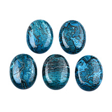 Honeyhandy Natural Ripple Jasper Cabochons, Dyed, Oval, Sky Blue, 40~41x30~30.5x6~7mm