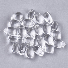 Honeyhandy Transparent Glass Charms, Teardrop, Clear, 9x6x6mm, Hole: 0.5mm