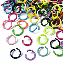 Honeyhandy Spray Painted Iron Open Jump Rings, Mixed Color, 10.5x1mm, Inner Diameter: 8mm, about 192pcs/ 50g