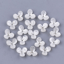 Honeyhandy Cellulose Acetate(Resin) Bead Caps, 3-Petal, Flower, Linen, 12x13x5.5~6mm, Hole: 1.2mm