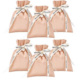 BENECREAT 6PCS Leather Candy Pouches Drawstring Gift Bags Champagne Waterproof Pouch for Jewelry Organizer, Mother's Day, Wedding Favors Packaging, 5.6x4.3