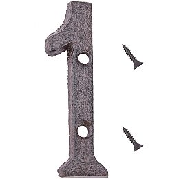 GORGECRAFT 2Pcs 3 Inch Cast Iron House Numbers Metal Home Address Numbers Mailbox Numbers Door Numbers for Outside with Screws, Number 1