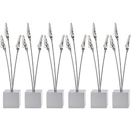 OLYCRAFT 6 Pack 3-Branch Tree Style Memo Holder Photo Holder Silver Table Number Holder for Memo and Card