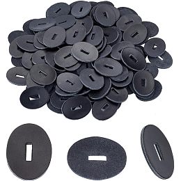 OLYCRAFT 100pcs 1.3x1 Inch Black Cowhide Leather Handle Washers 2mm Thick Genuine Leather Spacer Washers Oval Leather Washers Black Knife Handle Washers for Knife Handle Making DIY Art Crafts