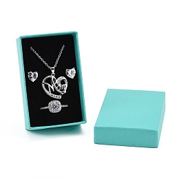 Honeyhandy Cardboard Gift Box Jewelry  Boxes, for Necklace, Ring, with Black Sponge Inside, Rectangle, Medium Turquoise, 8x5.1x2.7cm