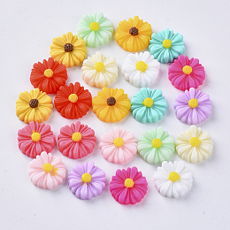 Honeyhandy Resin Cabochons, Flower, Mixed Color, 13x4.5mm