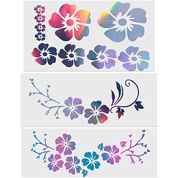 GORGECRAFT 3 Styles Hibiscus Flower Car Sticker Hawaiian Stickers and Decals Colorful Reflective Hibiscus Branch Stickers Waterproof Vinyl Automotive Exterior Decor for Truck Motorcycle Doors Laptop