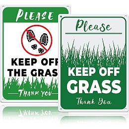 GLOBLELAND 2pcs Please Keep Off The Grass Sign 9.8x7.1 inch Warning Aluminum Yard Sign Keep Off The Grass Notice Waterproof Sign for Park Zoo Gate Yard Lawn Home Wall Decoration